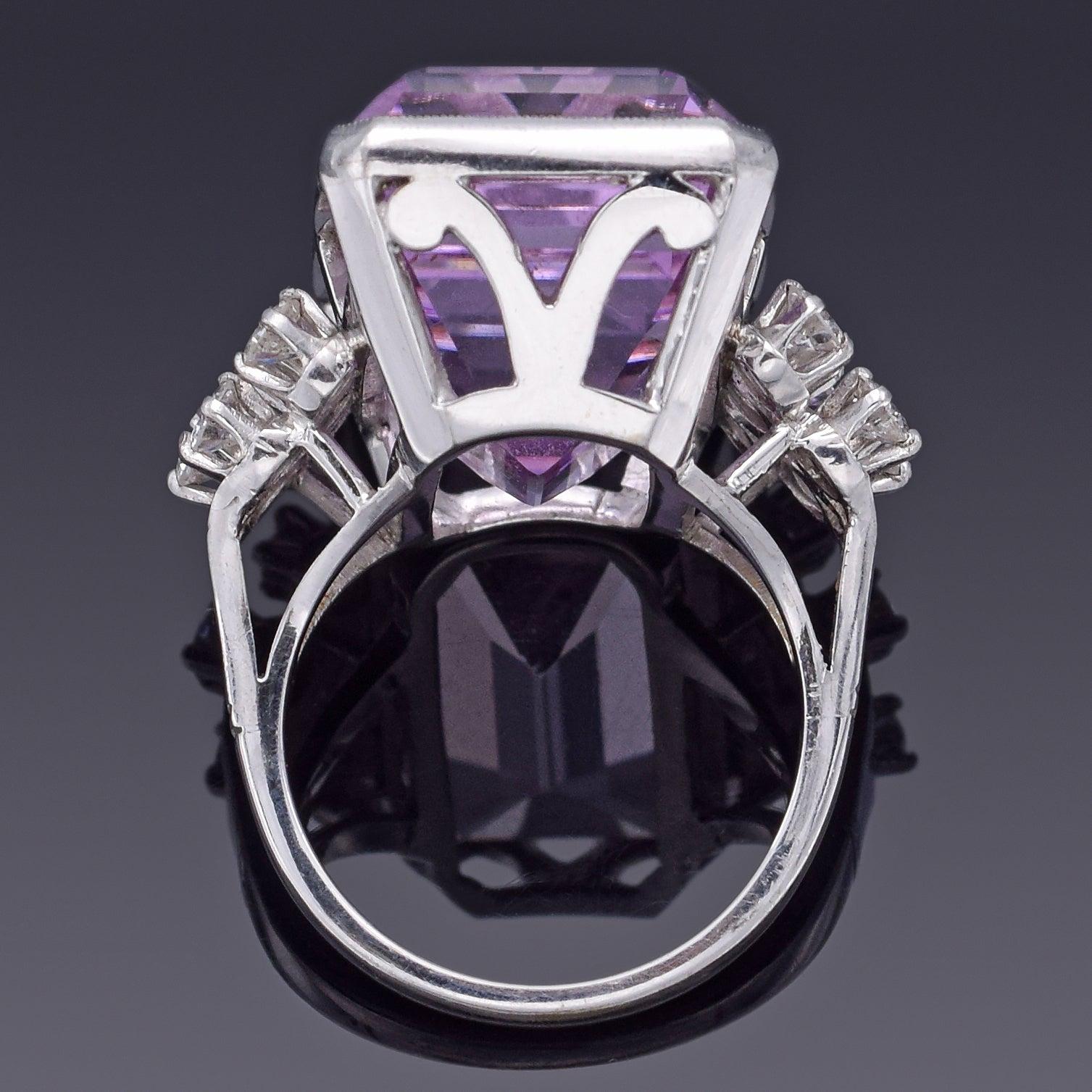 GIA Certified 14K Gold 30.50 Ct Kunzite & 0.80 TCW Diamond Cocktail Ring 13.21 G