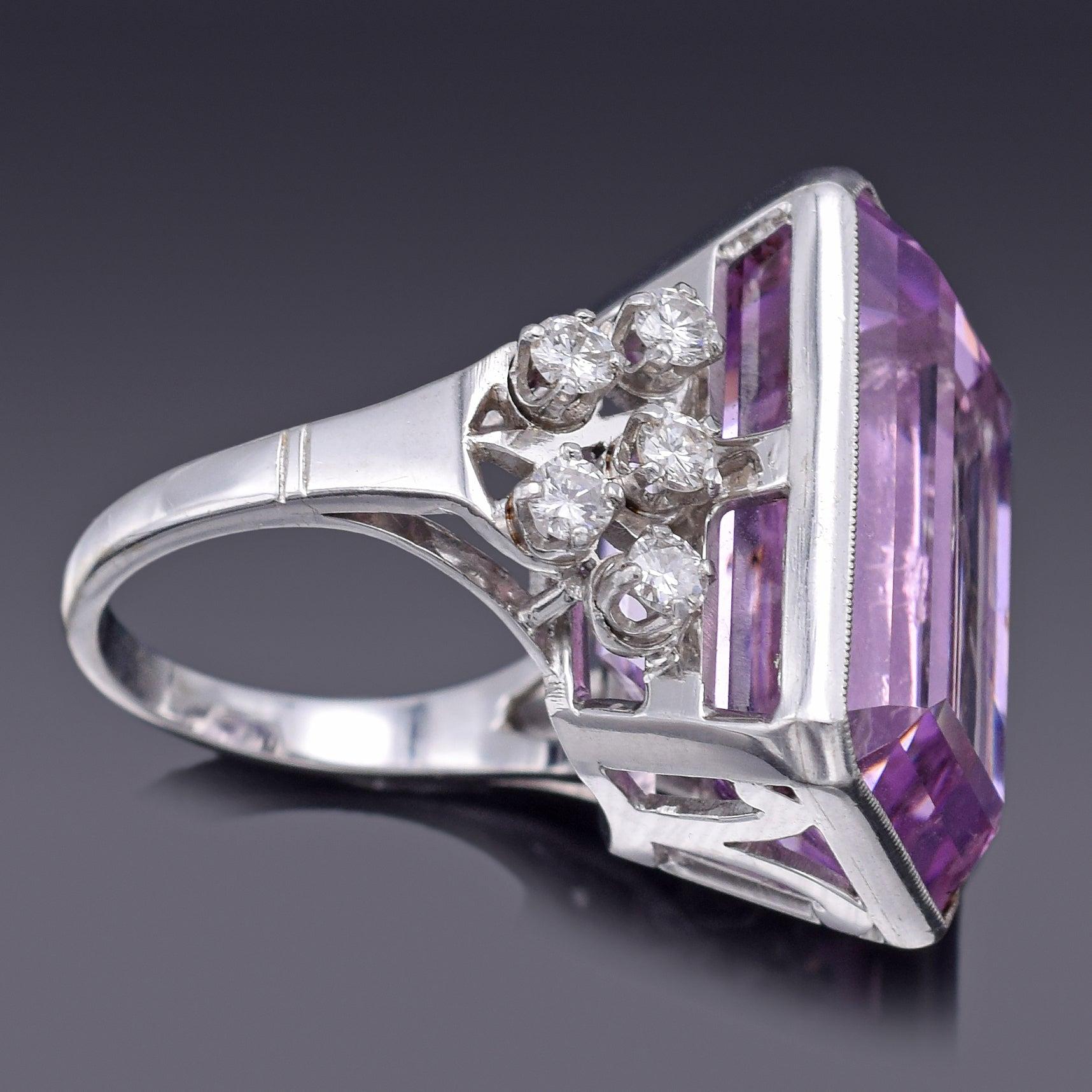 GIA Certified 14K Gold 30.50 Ct Kunzite & 0.80 TCW Diamond Cocktail Ring 13.21 G