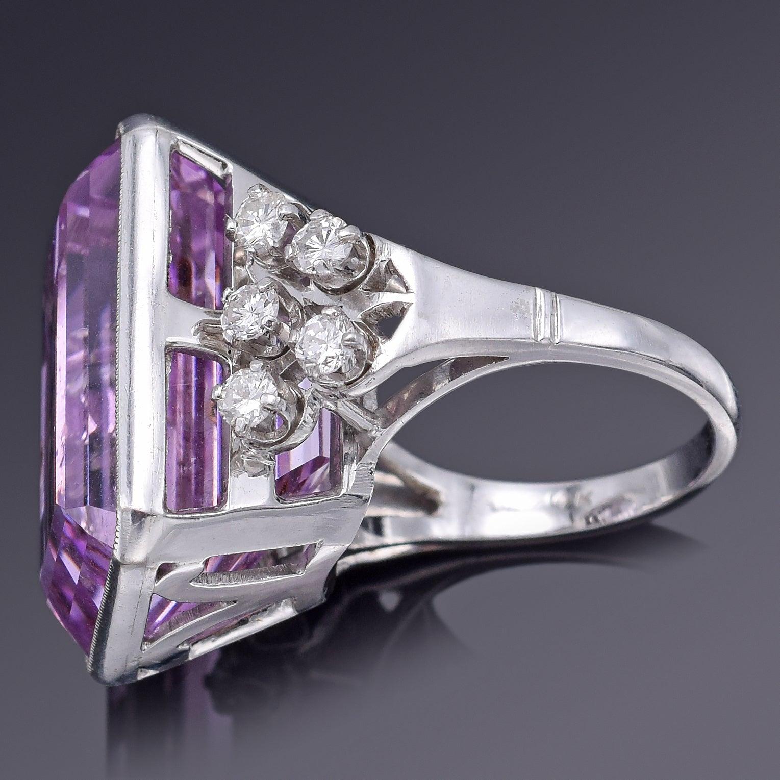 GIA Certified 14K Gold 30.50 Ct Kunzite & 0.80 TCW Diamond Cocktail Ring 13.21 G