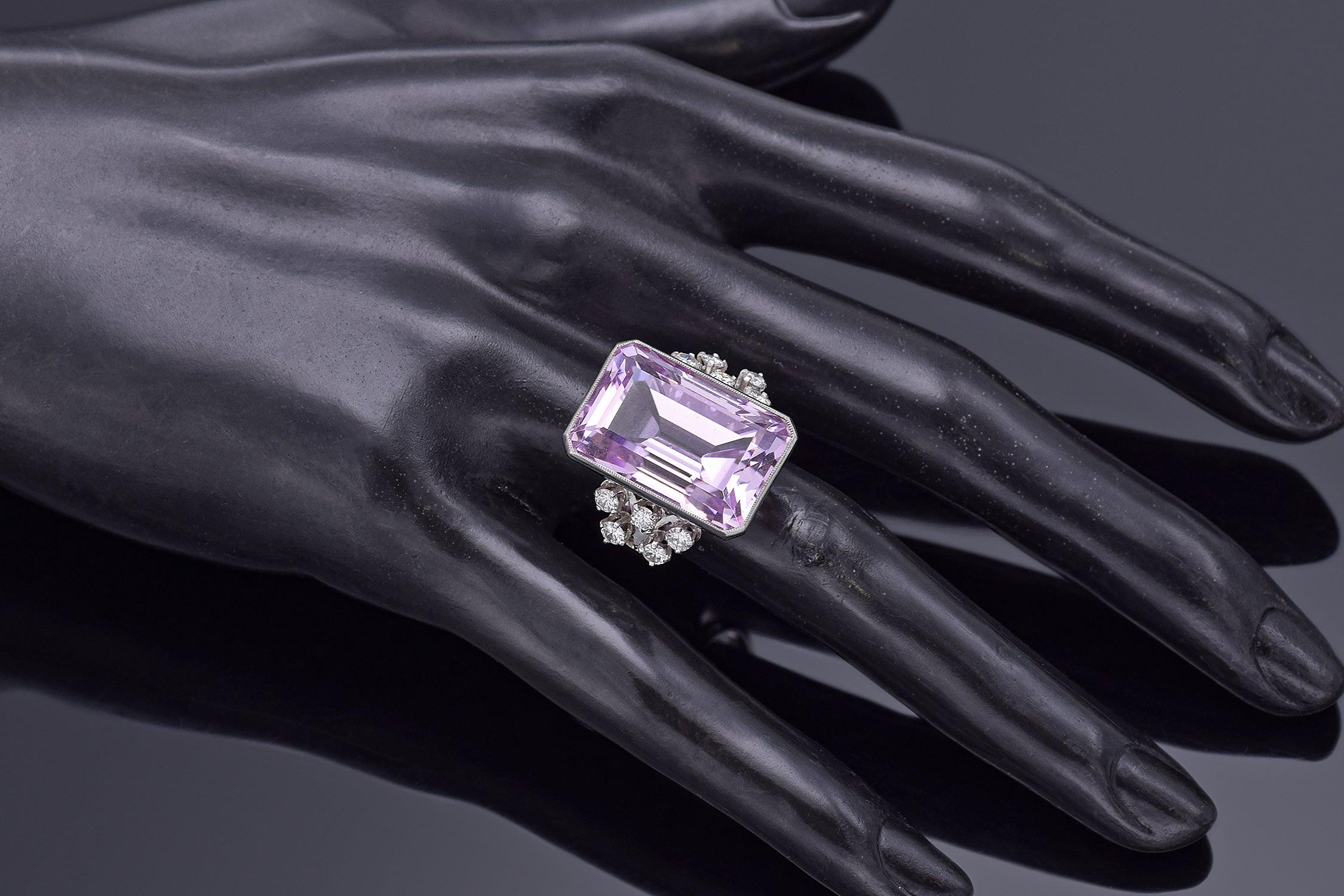GIA Certified 14K Gold 30.50 Ct Kunzite & 0.80 TCW Diamond Cocktail Ring 13.21 G