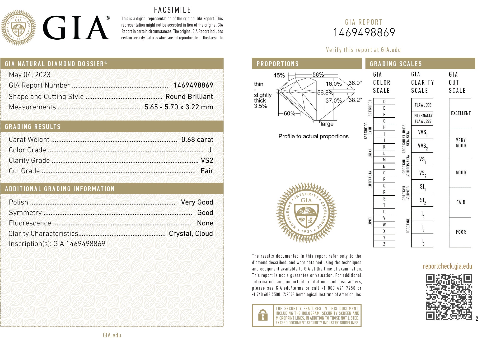 GIA Certified 10k Yellow Gold 0.68 Carat Round Brilliant Diamond Band Ring J VS2