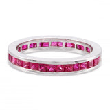 Vintage 14k White Gold Ruby and Diamond Channel Set Eternity Ring