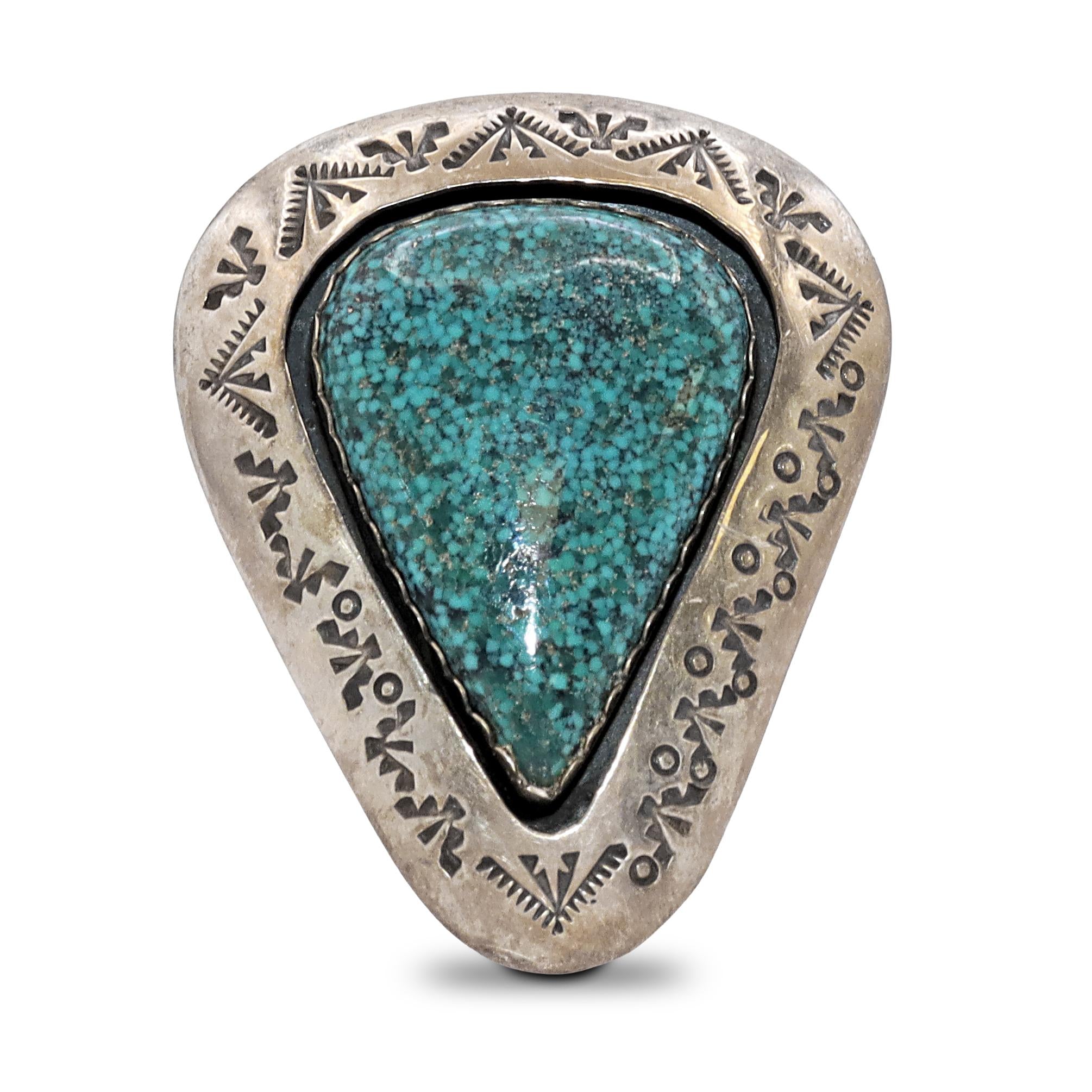 Teddy Goodluck Sterling Silver Turquoise Statement Ring
