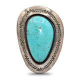 Vintage Teddy Goodluck Sterling Silver Turquoise Statement Ring
