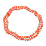 14k Yellow Gold Salmon Coral Double-Strand Beaded Necklace