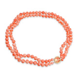 14k Yellow Gold Salmon Coral Double-Strand Beaded Necklace