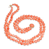 14k Yellow Gold Salmon Coral Double-Strand Beaded Necklace