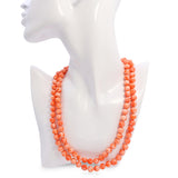 14k Yellow Gold Salmon Coral Double-Strand Beaded Necklace