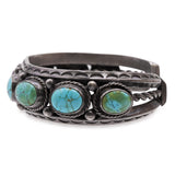 Navajo Seven-Stone Turquoise Sterling Silver Cuff Bracelet
