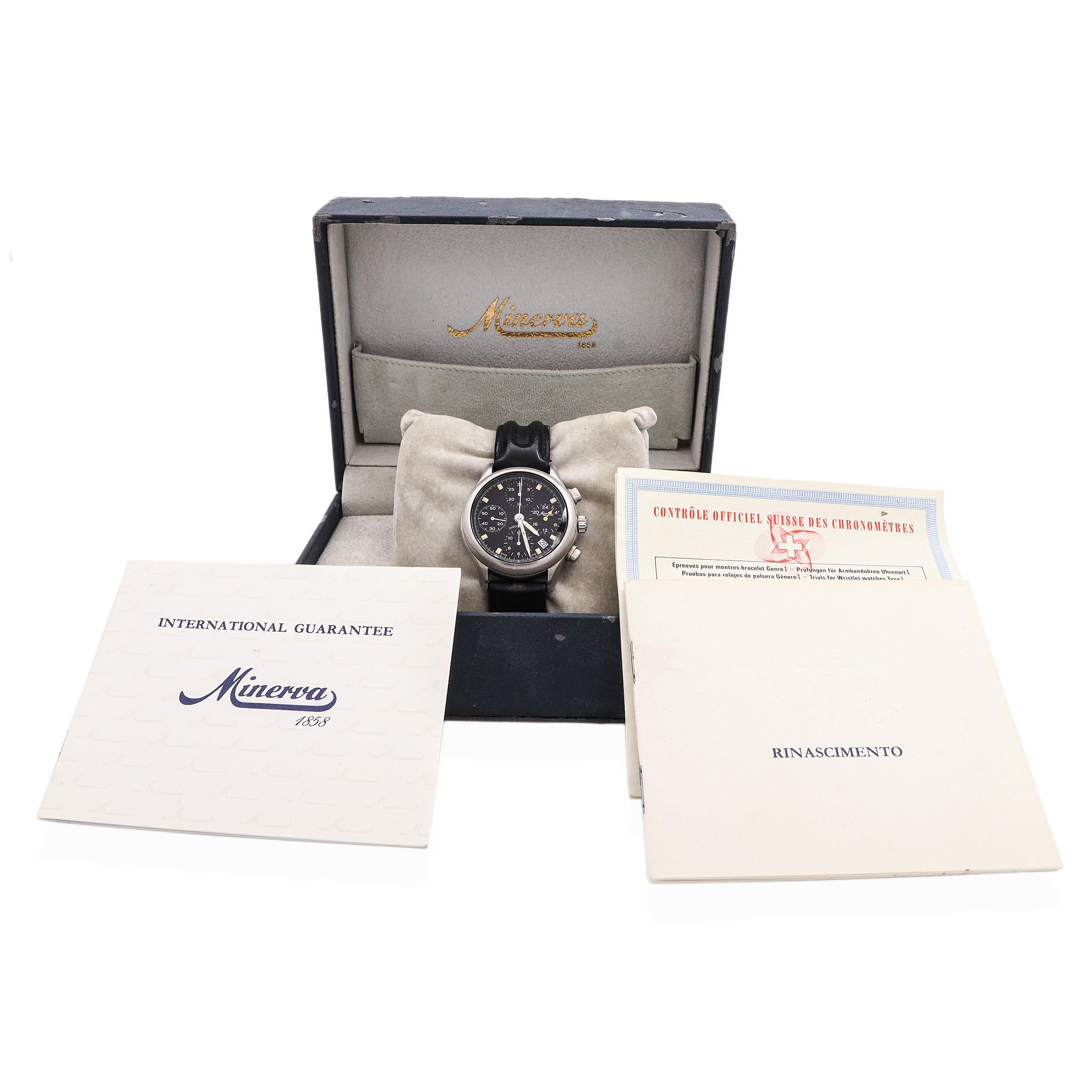 Minerva Official Chronometer Stainless Steel Chronograph Automatic Watch A241