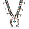 Vintage Navajo Silver Turquoise Squash Blossom Necklace
