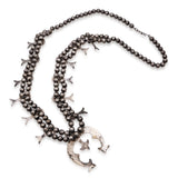 Vintage Navajo Silver Turquoise Squash Blossom Necklace