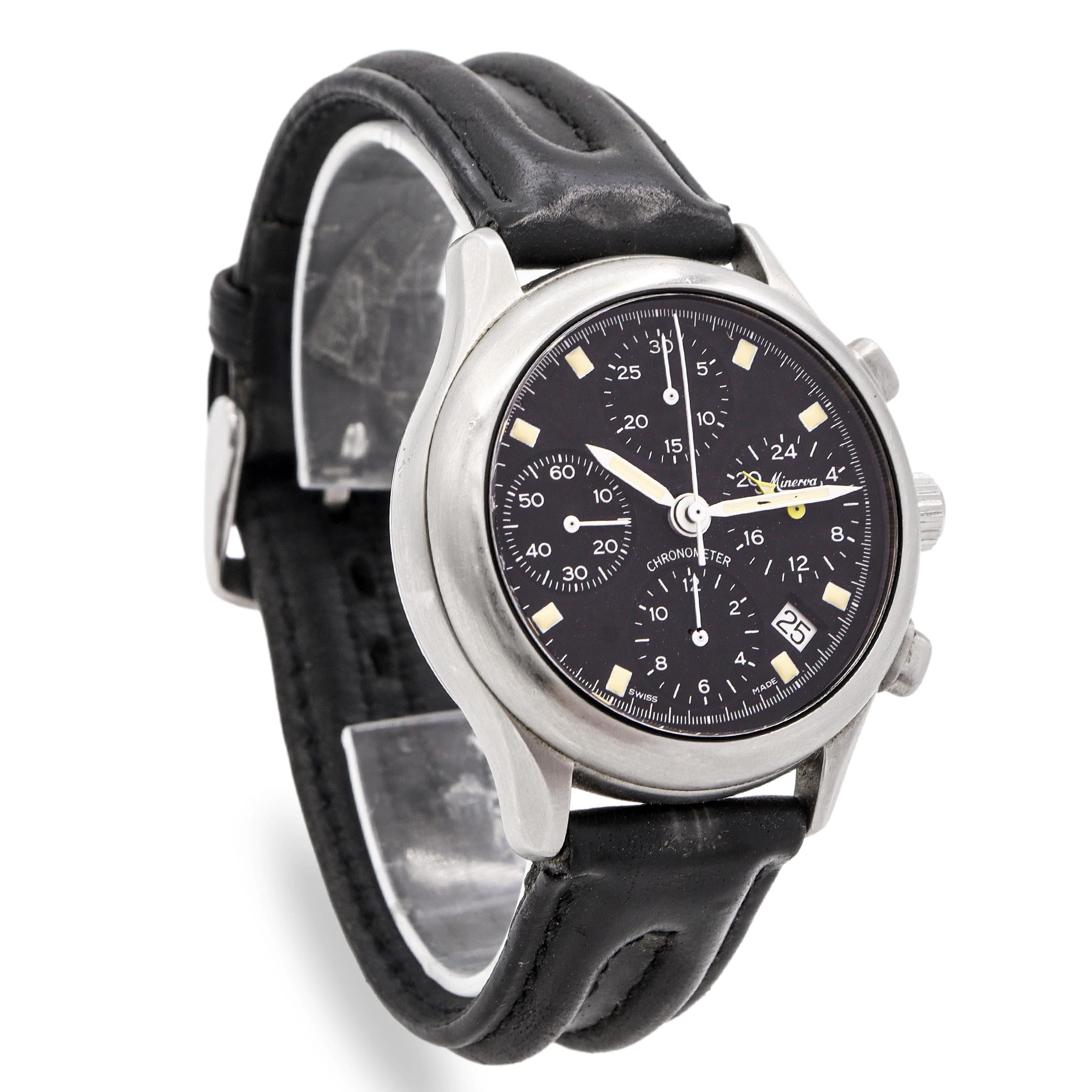 Minerva Official Chronometer Stainless Steel Chronograph Automatic Watch A241