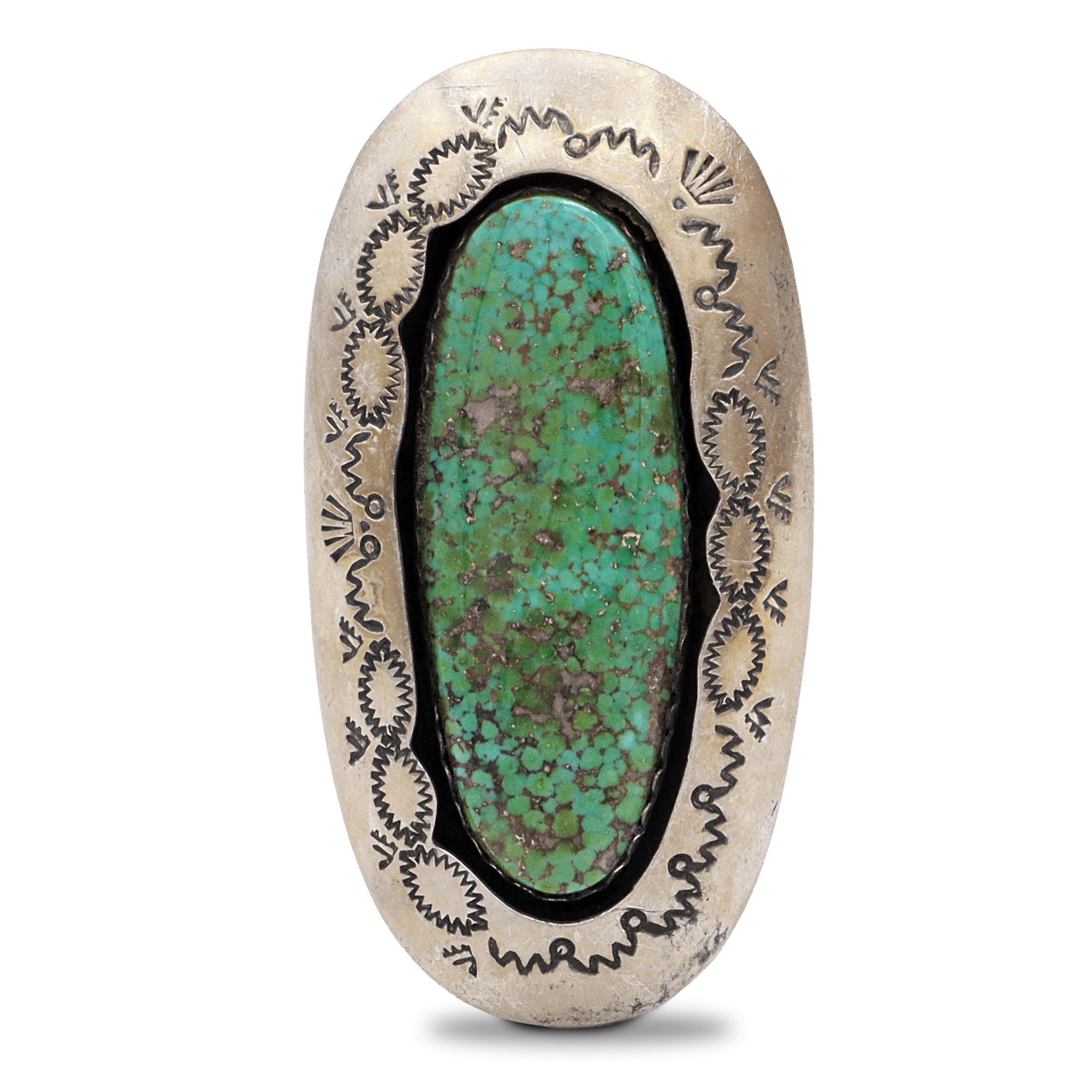 Vintage Teddy Goodluck Navajo Sterling Silver Turquoise Statement Ring