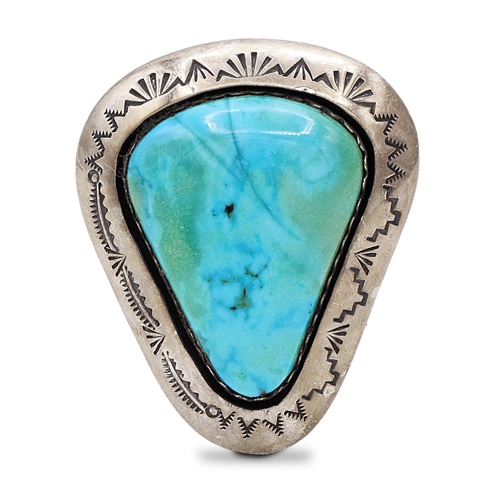 Vintage Teddy Goodluck Turquoise Sterling Silver Ring