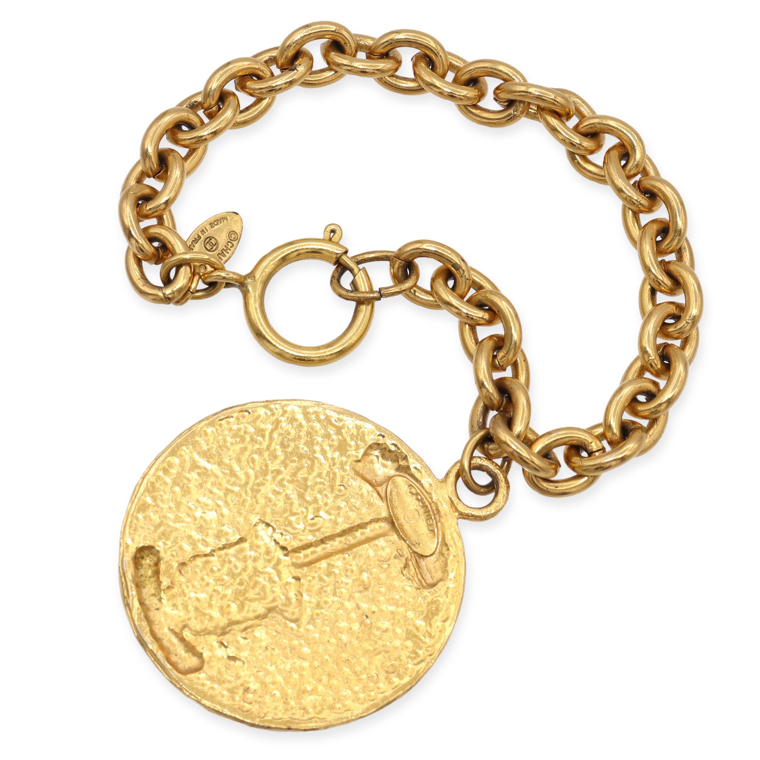 Vintage Chanel Chain Link Medallion Charm Bracelet