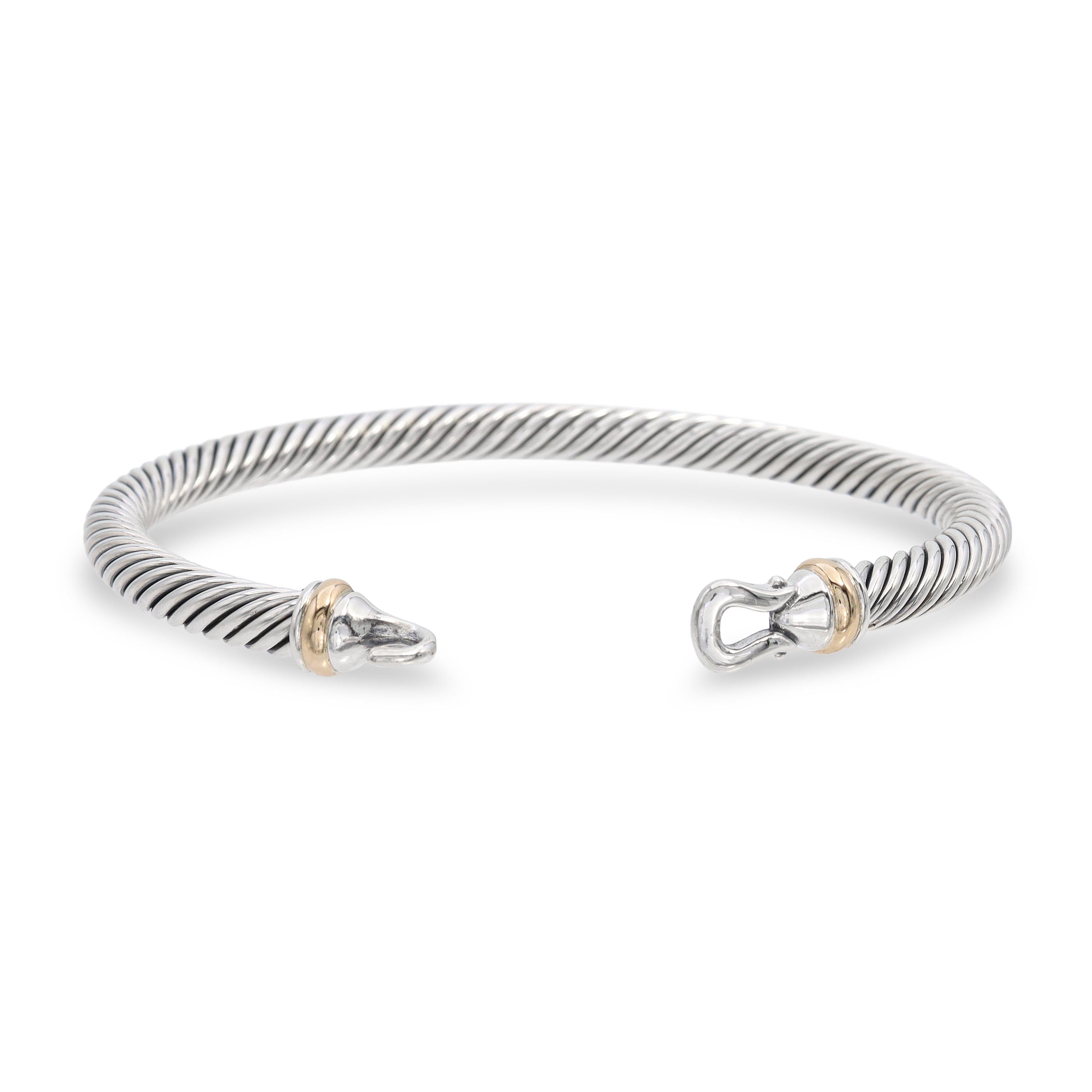David Yurman Cable Classic Buckle 18k Yellow Gold & Sterling Silver Bracelet