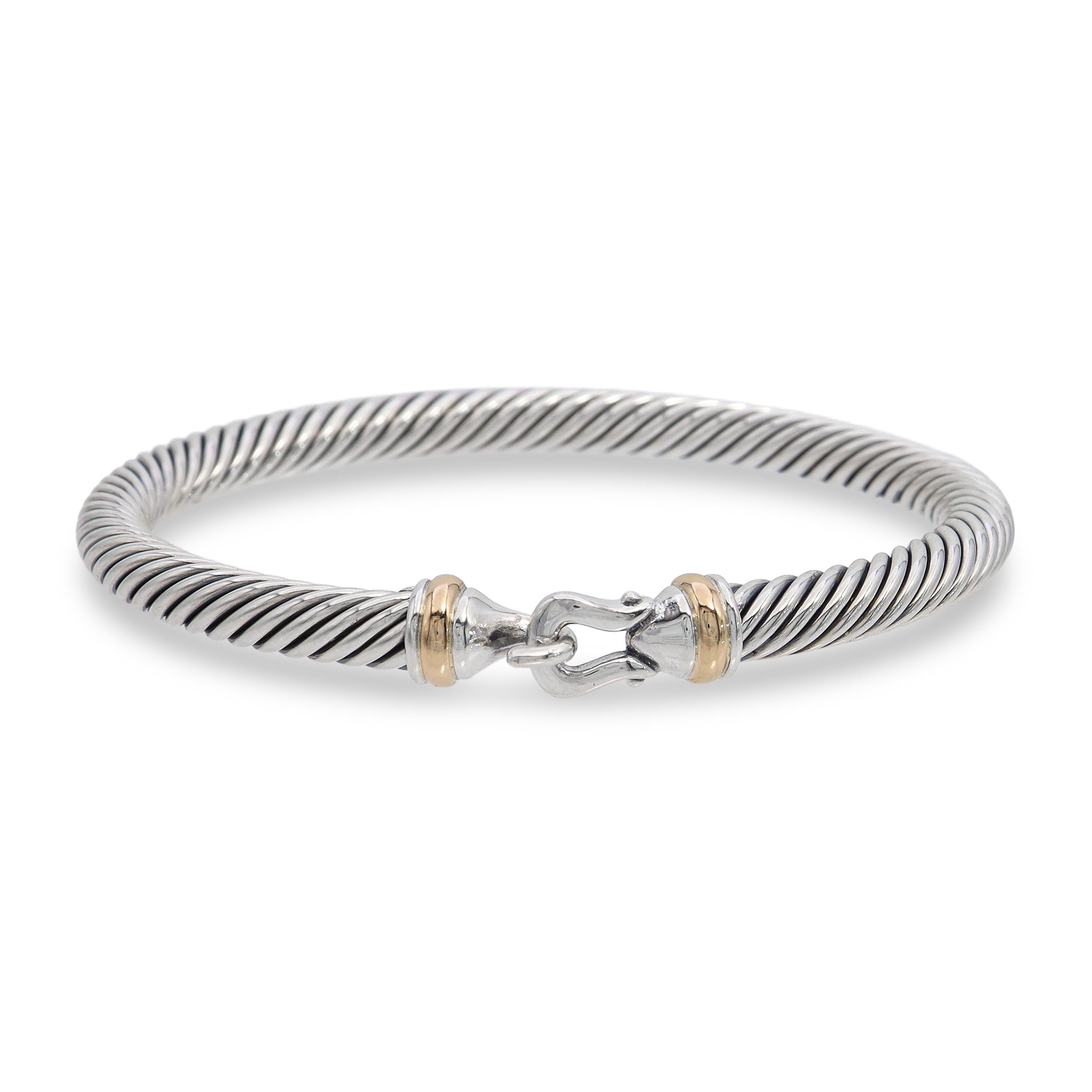 David Yurman Cable Classic Buckle 18k Yellow Gold & Sterling Silver Bracelet