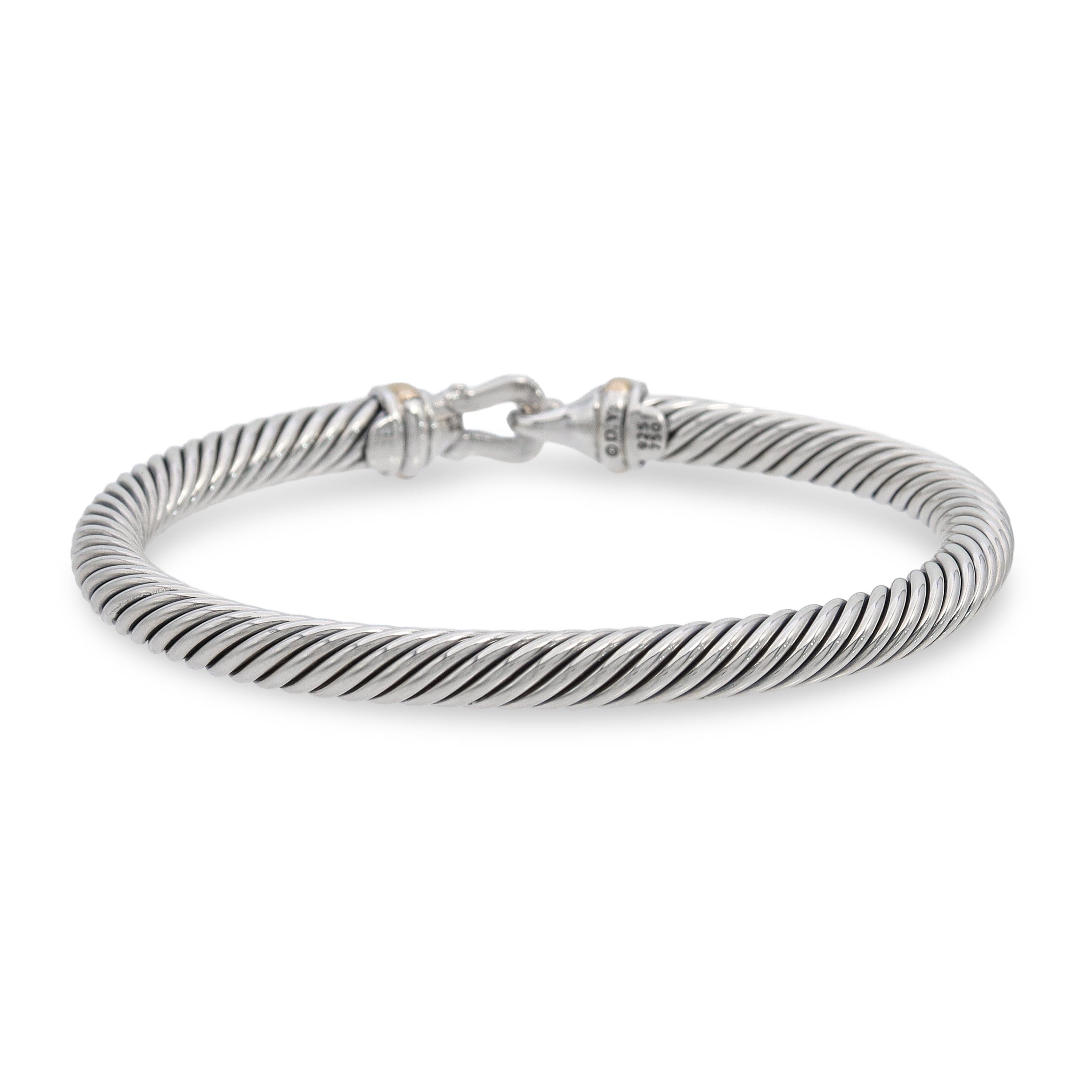David Yurman Cable Classic Buckle 18k Yellow Gold & Sterling Silver Bracelet