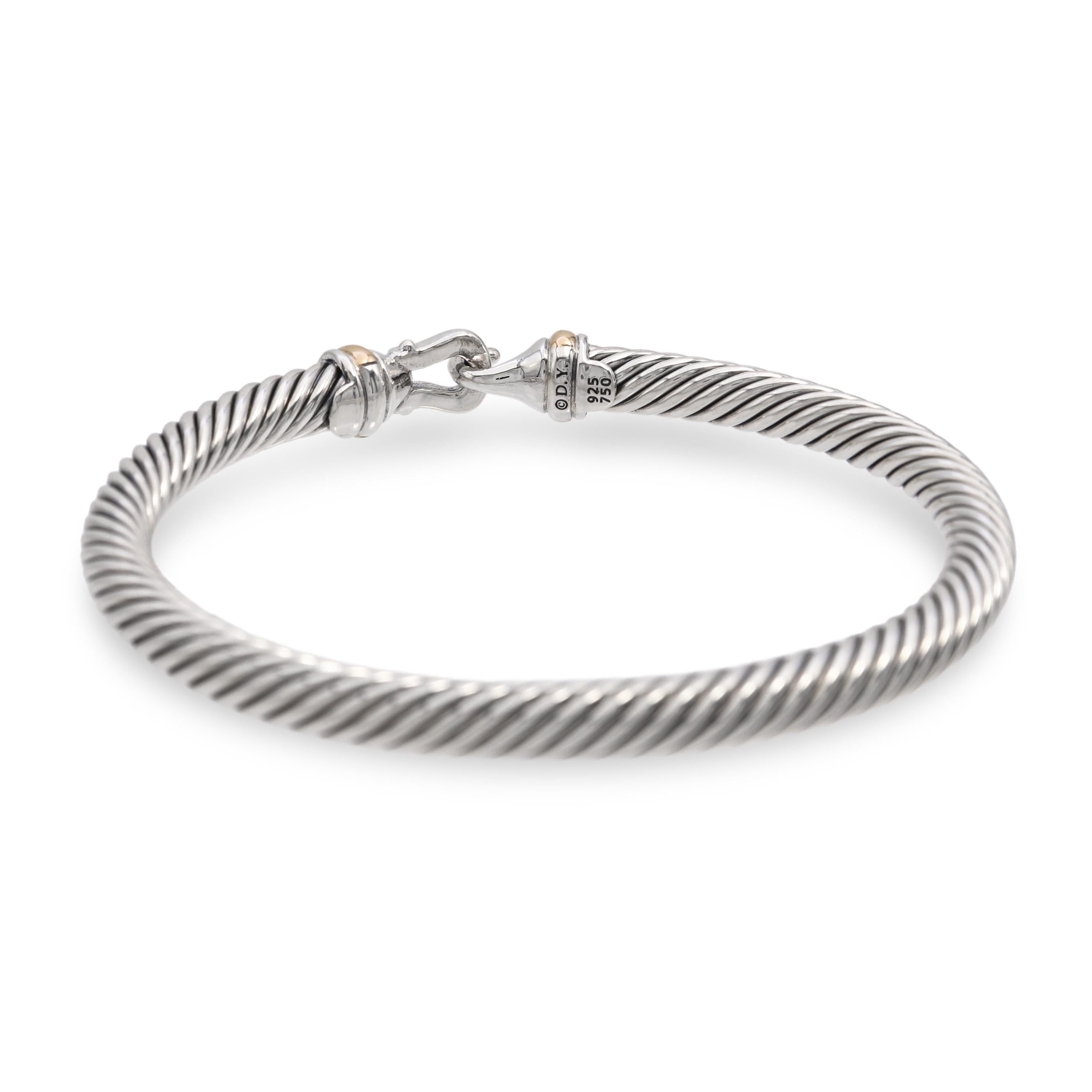 David Yurman Cable Classic Buckle 18k Yellow Gold & Sterling Silver Bracelet