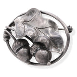 Vintage Georg Jensen Sterling Silver Acorn and Leaf Brooch #105