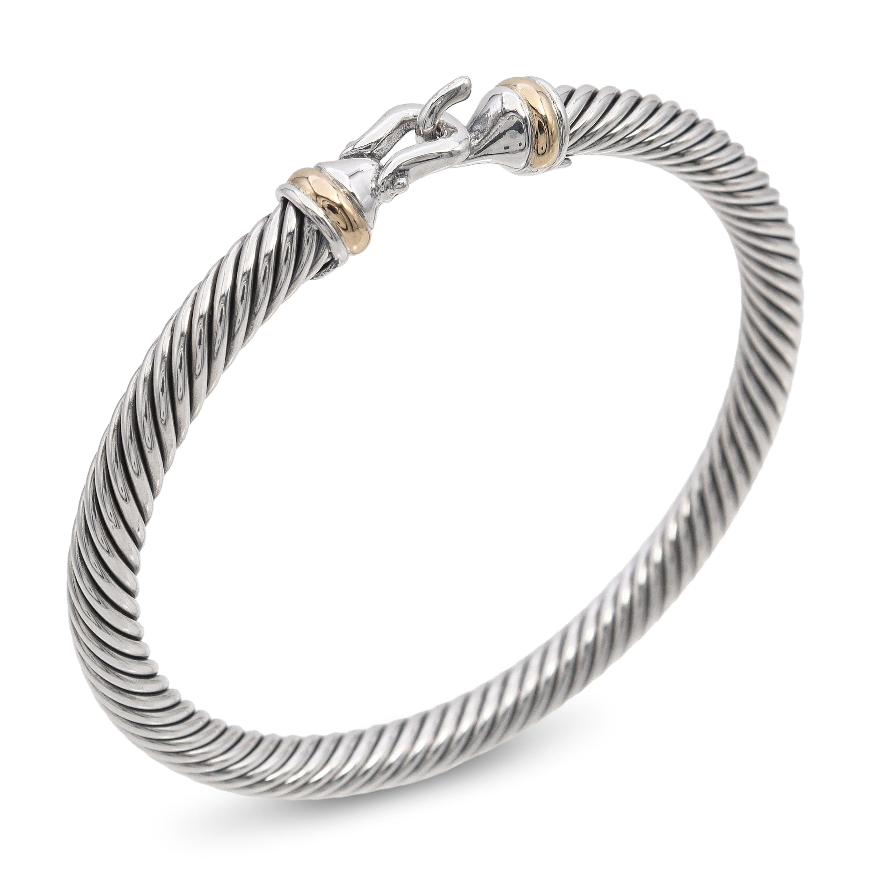 David Yurman Cable Classic Buckle 18k Yellow Gold & Sterling Silver Bracelet
