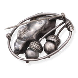 Vintage Georg Jensen Sterling Silver Acorn and Leaf Brooch #105