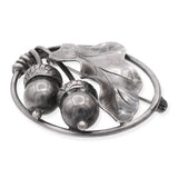Vintage Georg Jensen Sterling Silver Acorn and Leaf Brooch #105