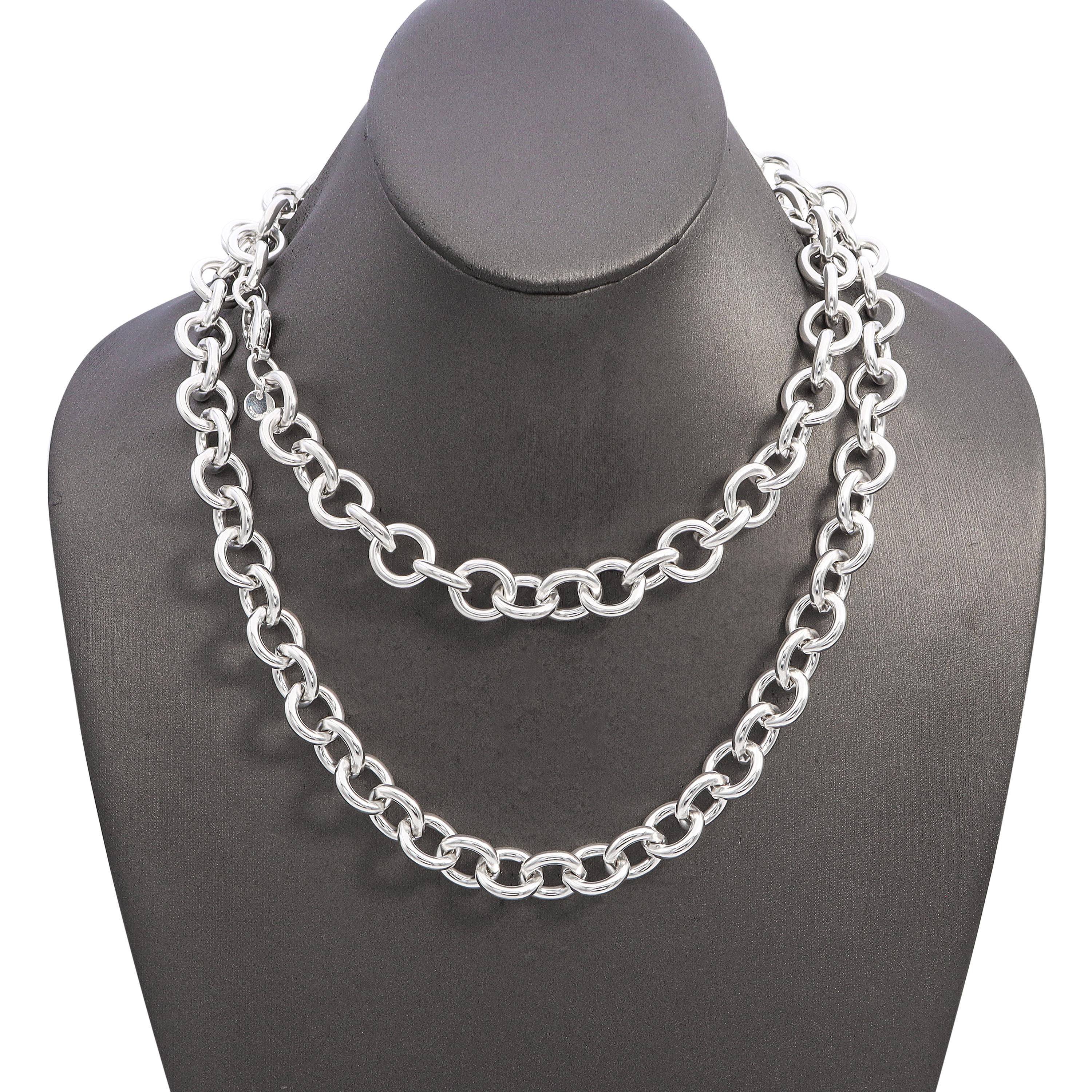 Vintage 36" Tiffany & Co. Sterling Silver Round 13mm Link Rolo Chain Necklace