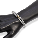 David Yurman Sterling Silver & 18k Yellow Gold Cable Loop Cuff Bracelet
