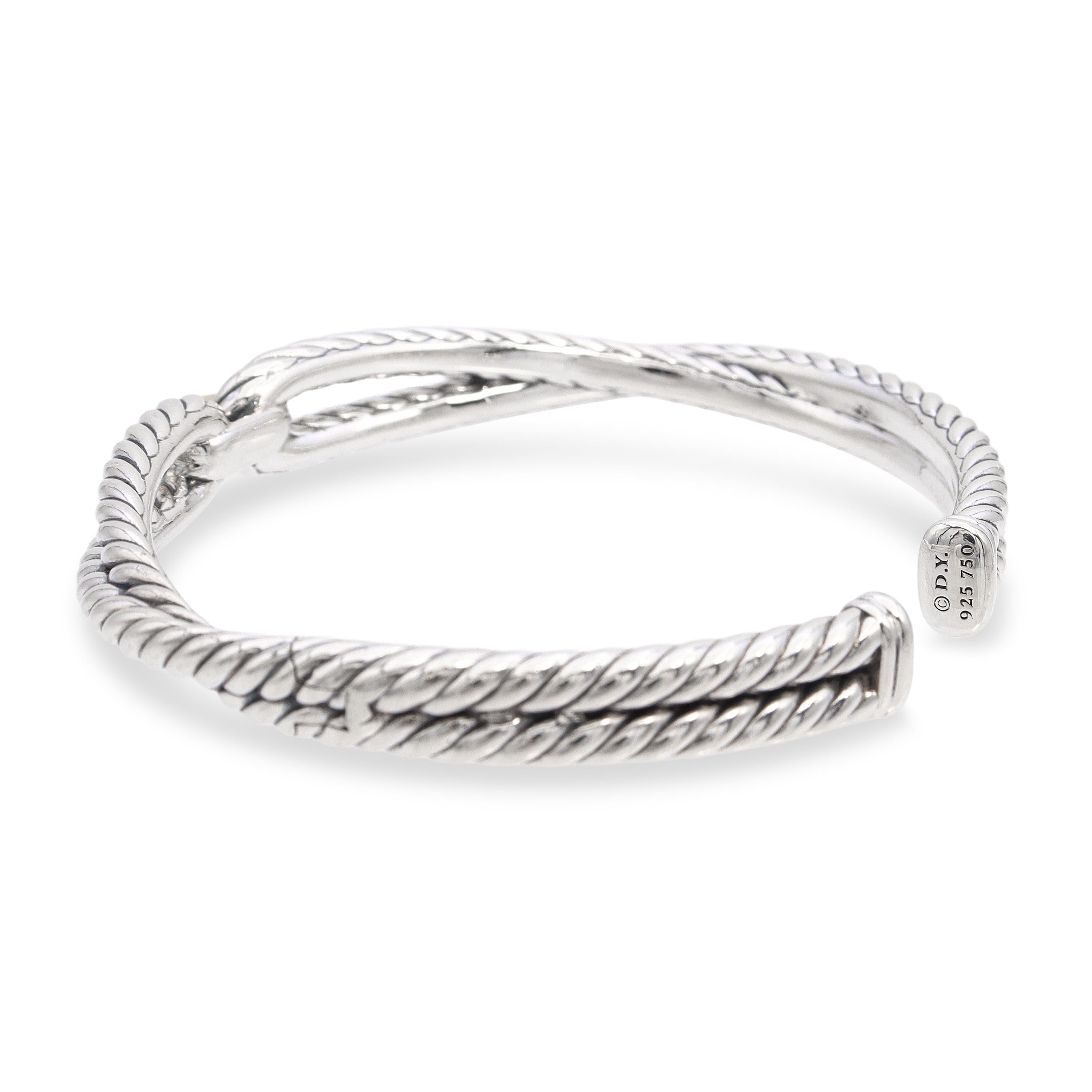 David Yurman Sterling Silver & 18k Yellow Gold Cable Loop Cuff Bracelet
