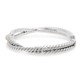 David Yurman Sterling Silver & 18k Yellow Gold Cable Loop Cuff Bracelet