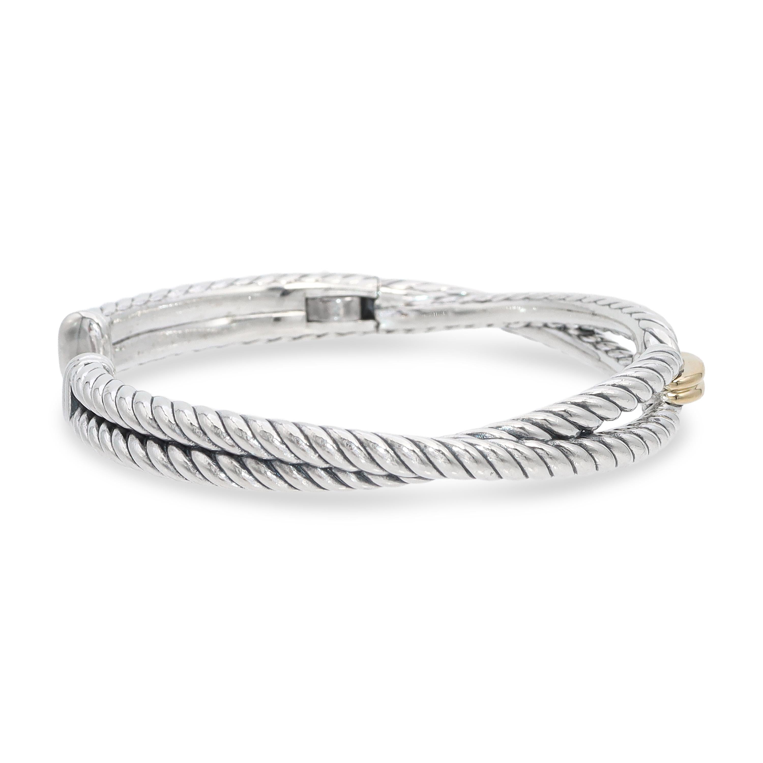 David Yurman Sterling Silver & 18k Yellow Gold Cable Loop Cuff Bracelet