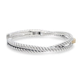 David Yurman Sterling Silver & 18k Yellow Gold Cable Loop Cuff Bracelet
