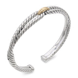 David Yurman Sterling Silver & 18k Yellow Gold Cable Loop Cuff Bracelet