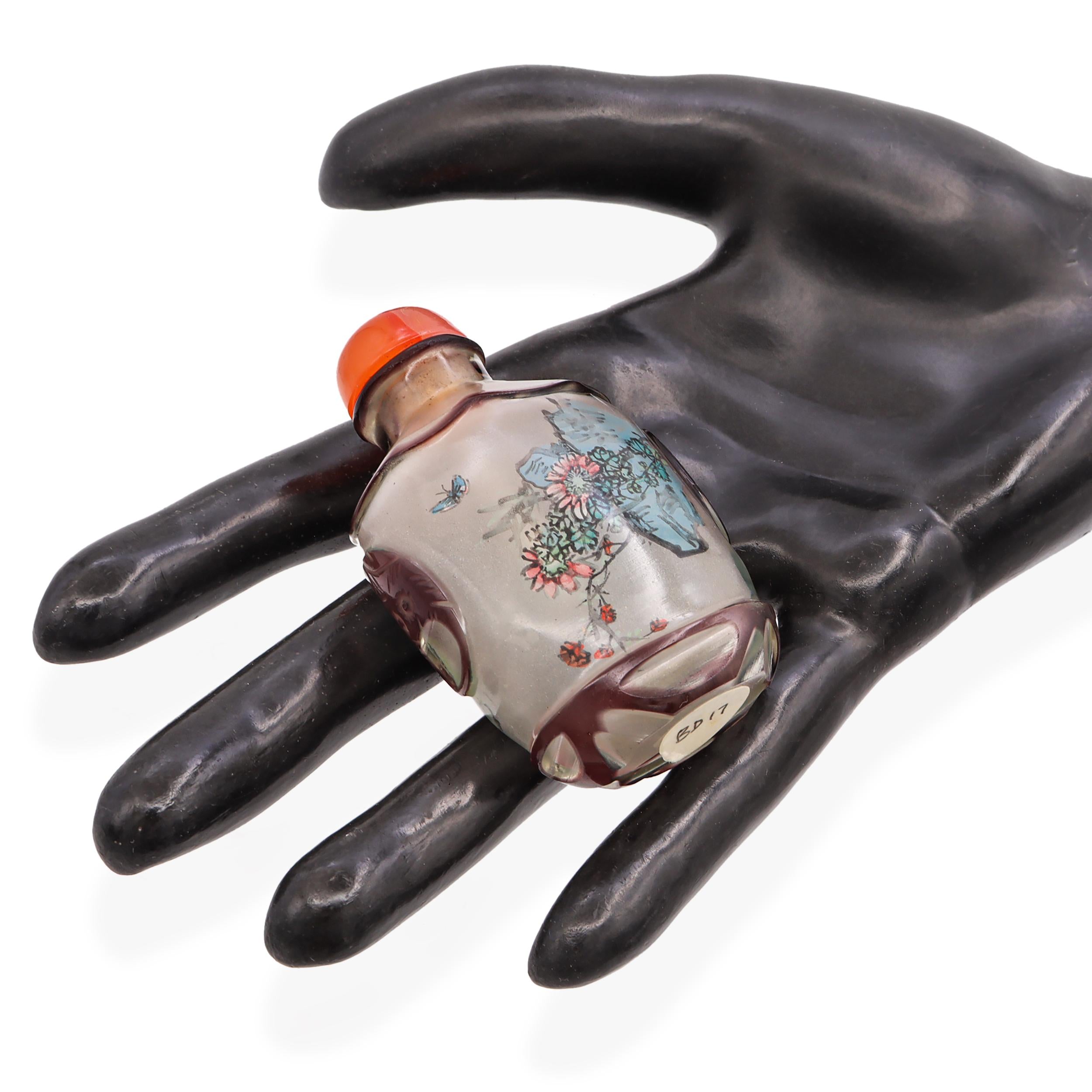 Antique Chinese Peking Glass Hand-Painted Inside Snuff Bottle