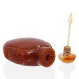 Antique Chinese Carnelian Colored Glass & Jade Carved Snuff Bottle
