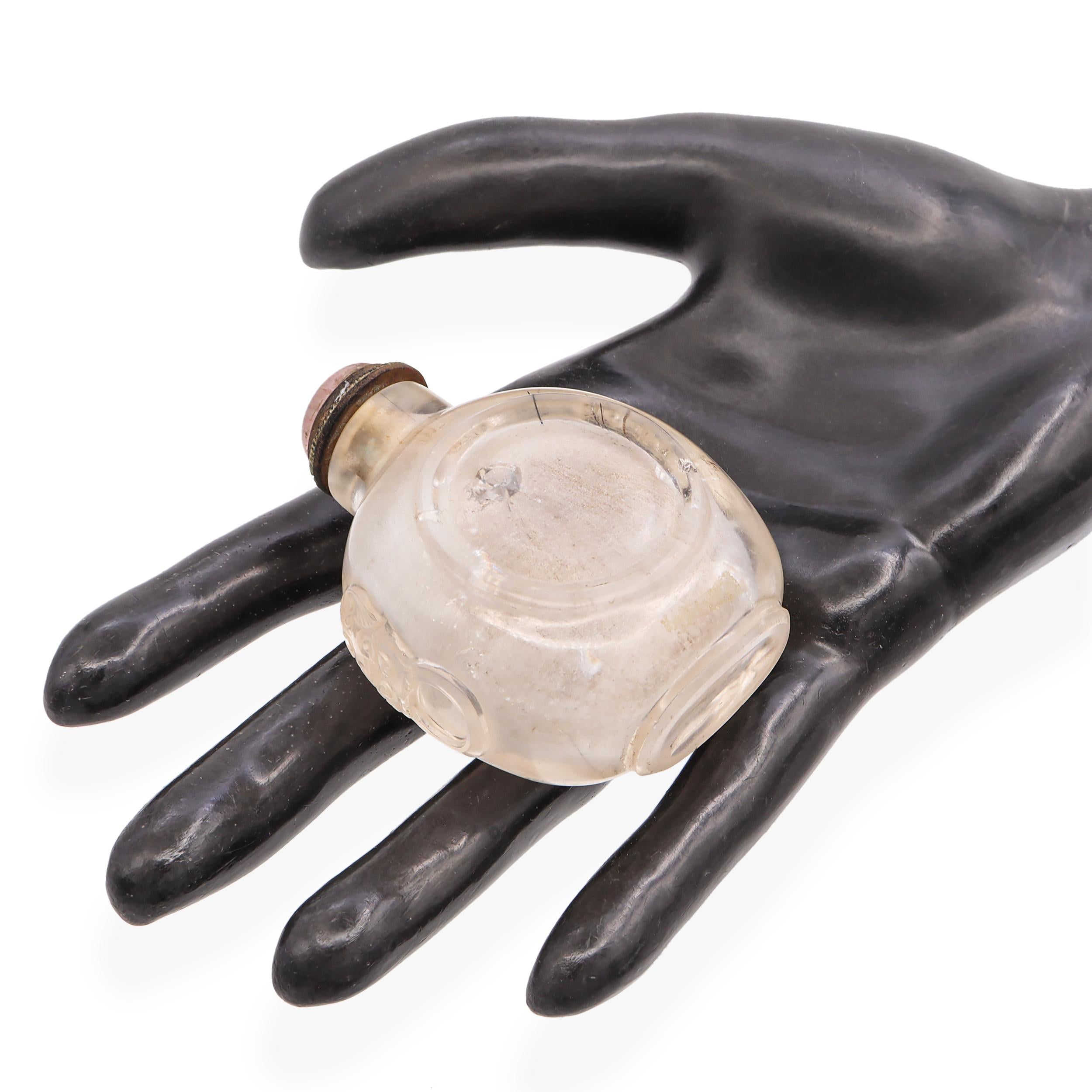 Antique Chinese Rutilated Quartz Carved Snuff Bottle