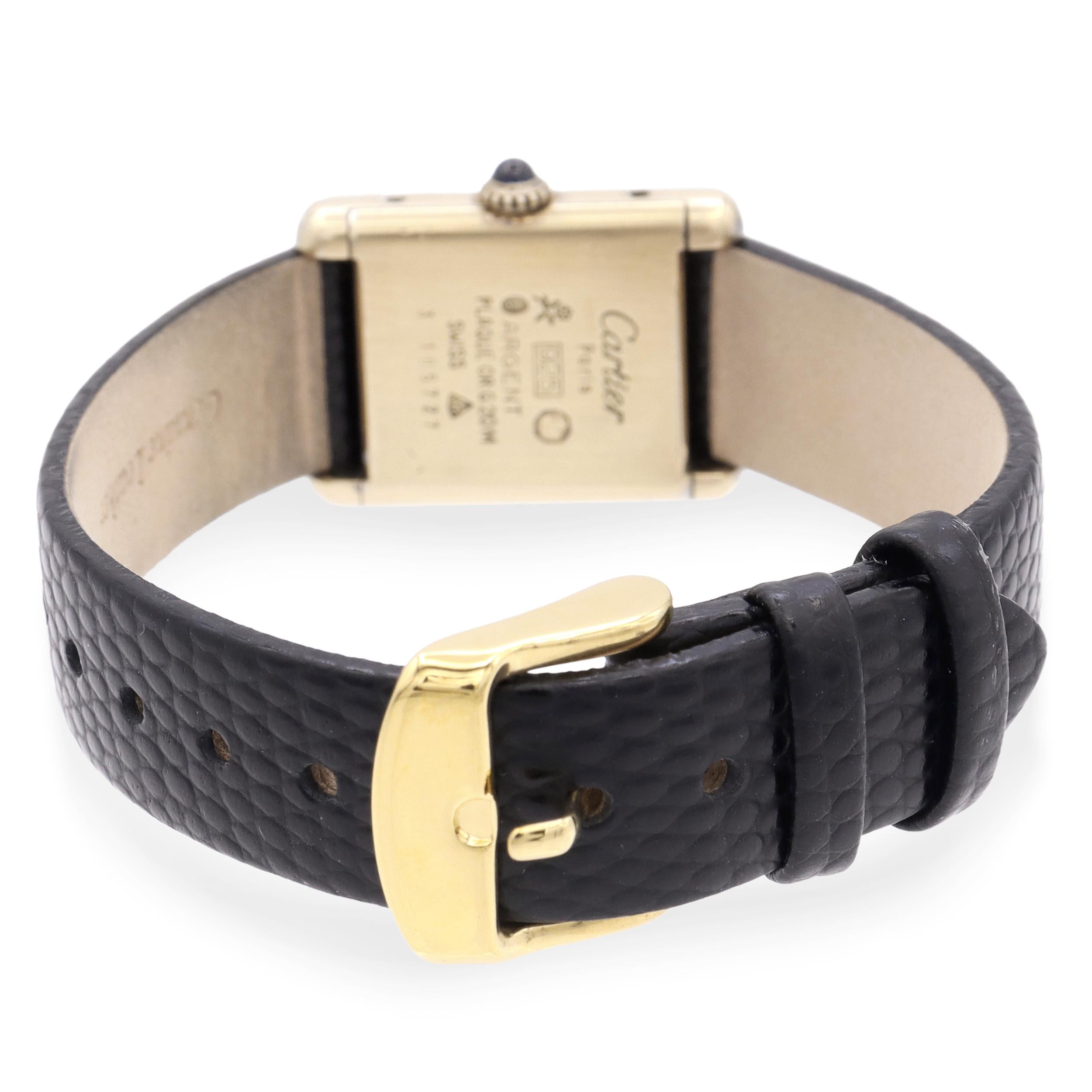 Vintage Must de Cartier Tank Black Dial Vermeil Handwind Watch
