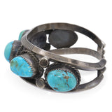 Vintage Southwestern Sterling Silver Turquoise Cuff Bracelet