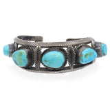 Vintage Southwestern Sterling Silver Turquoise Cuff Bracelet