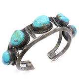 Vintage Southwestern Sterling Silver Turquoise Cuff Bracelet