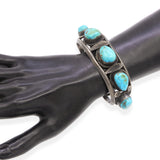 Vintage Southwestern Sterling Silver Turquoise Cuff Bracelet