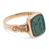 Vintage Yellow Gold Bloodstone Carved Intaglio Ring