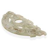 Antique Pale Green Jade Carved Bi Disc Dragon Figurine
