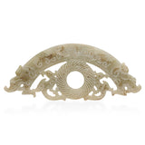 Antique Pale Green Jade Carved Bi Disc Dragon Figurine