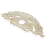 Antique Pale Green Jade Carved Bi Disc Dragon Figurine