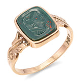 Vintage Yellow Gold Bloodstone Carved Intaglio Ring
