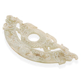 Antique Pale Green Jade Carved Bi Disc Dragon Figurine