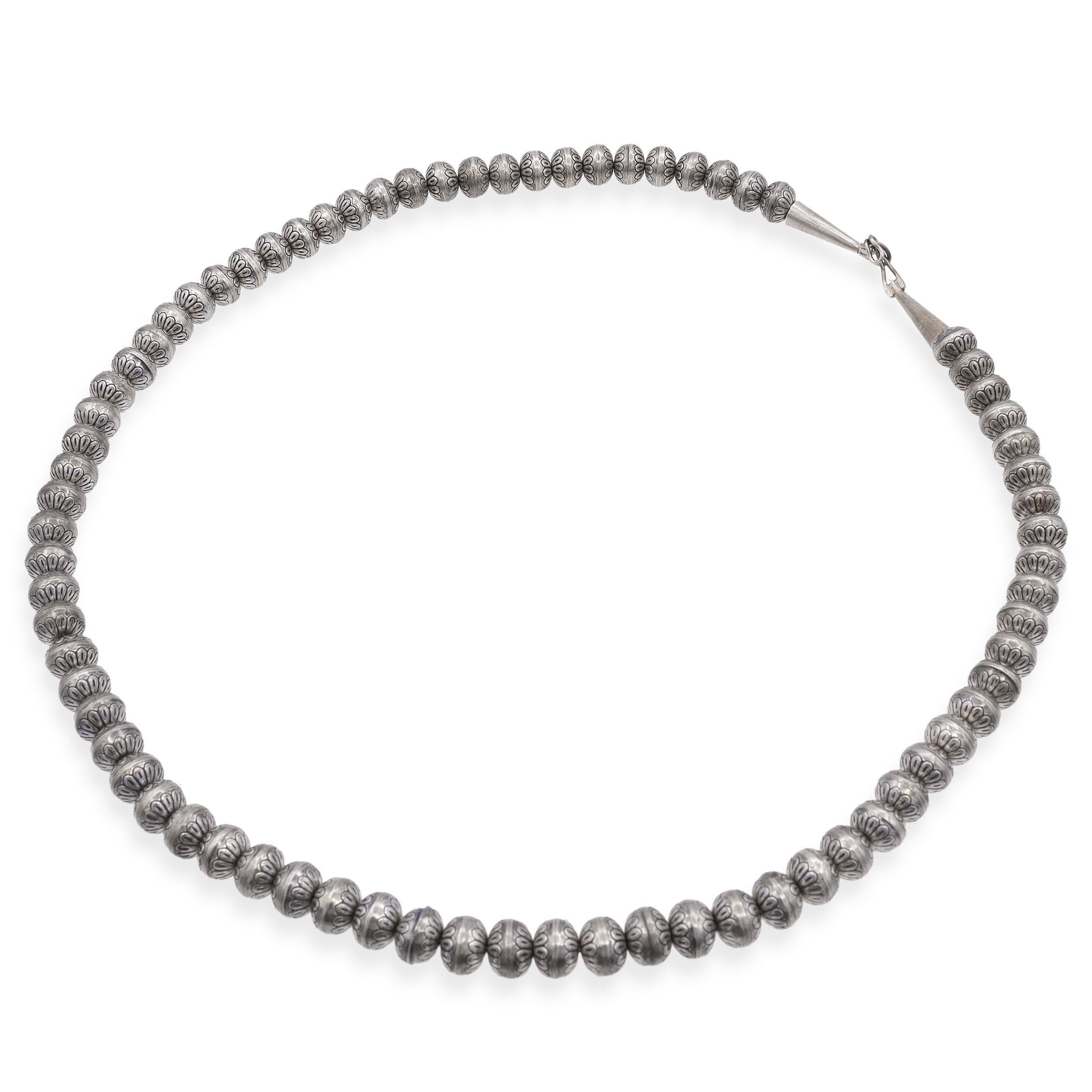 Vintage Sterling Silver Stamped Navajo Pearl Style Beaded Necklace